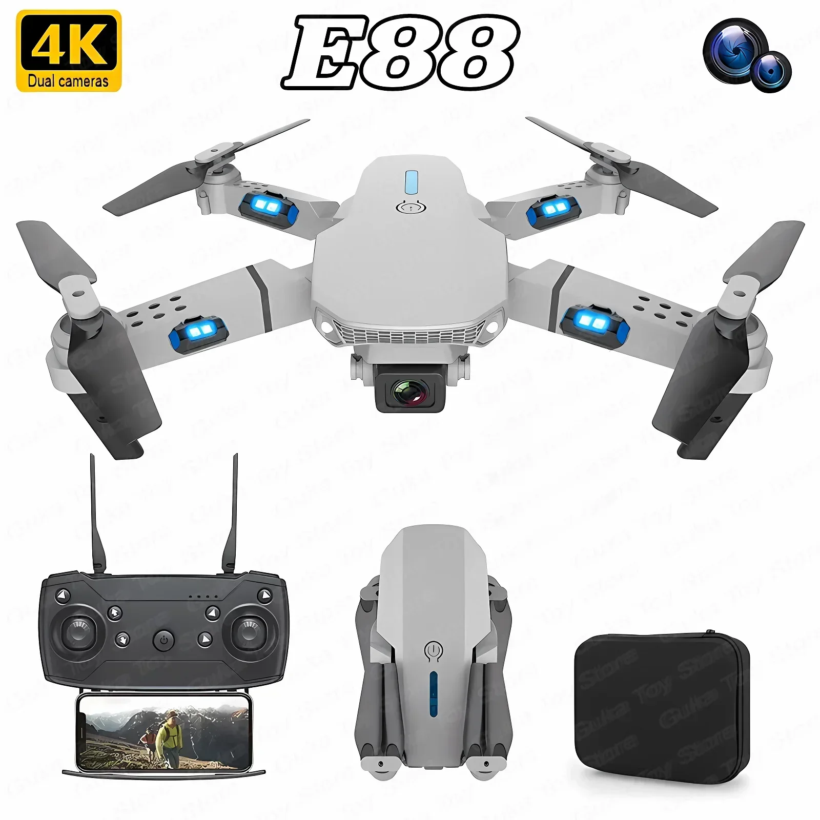 Drone Camera Professional - E88 Pro WIFI FPV Drone grandangolare
